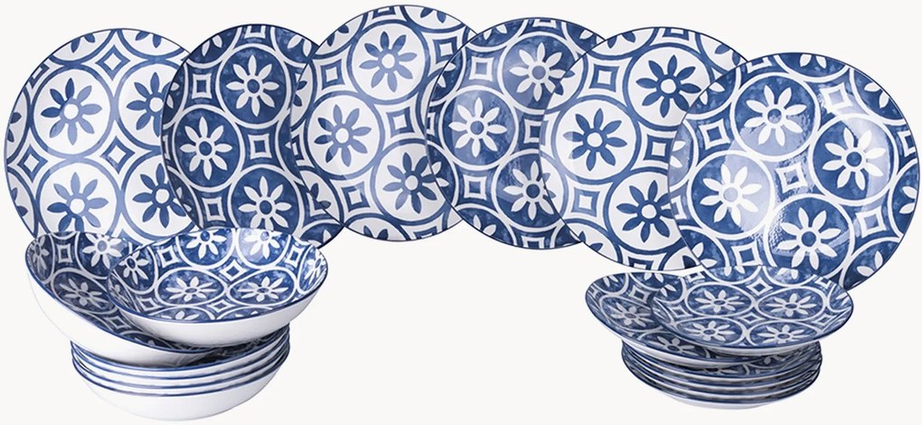 Conjunto de loiça em porcelana Paxos, 6 pessoas, conjunto de 18