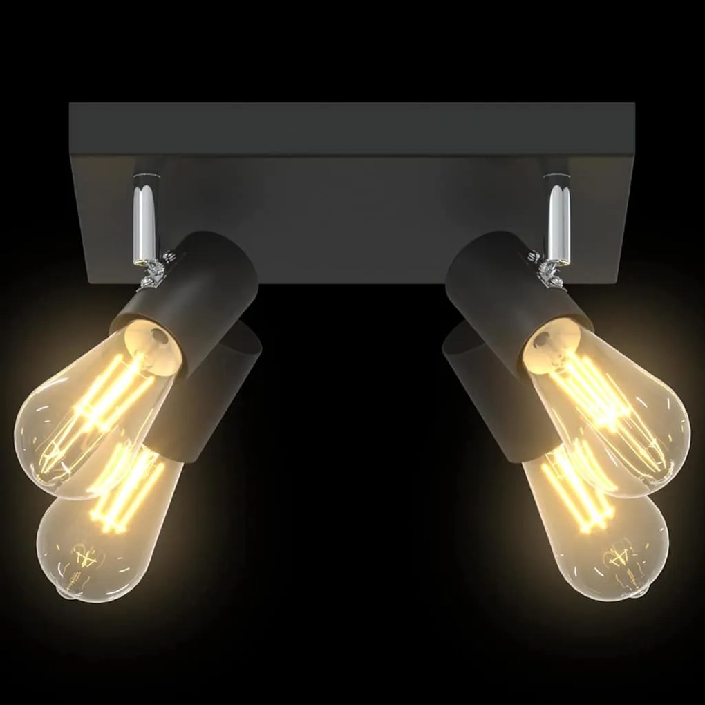 Spotlight de Tecto 4 Vias Ajustável Preto E27