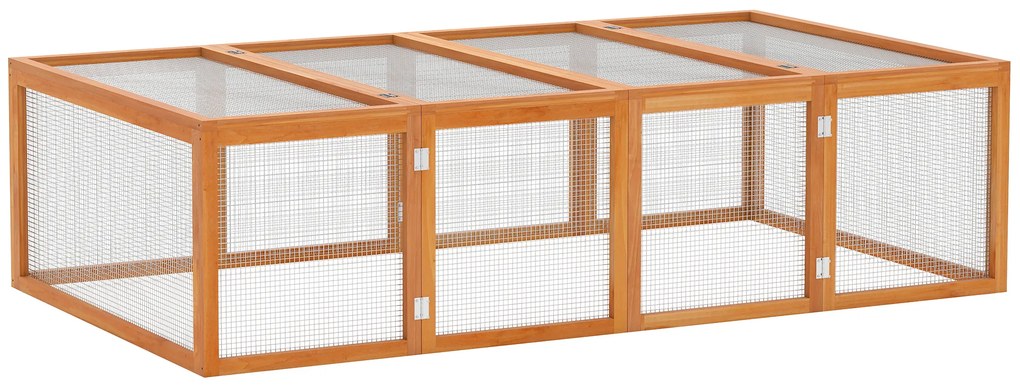 Pawhut Casa para Pequenos Animais e Coelhos Gaiola Ao Ar Livre com Porta Parque Ao Ar Livre Madeira de Pinho Natural 181x100x48 cm | Aosom Portugal