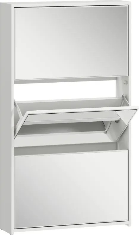 Sapateira Estreita com Espelho para 9 Pares de Sapatos para Corredor Espaços Reduzidos 65x17x114,5 cm Branco