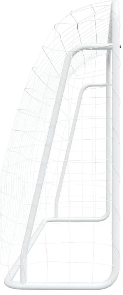 Baliza de futebol com rede 214x75x152 cm aço/poliéster branco