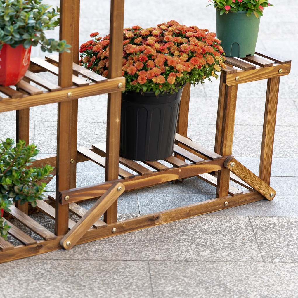 Suporte de Madeira para Flores Estante Decorativa para Vasos de Plantas com 6 Prateleiras Interior e Exterior para Jardim Balção Terraço