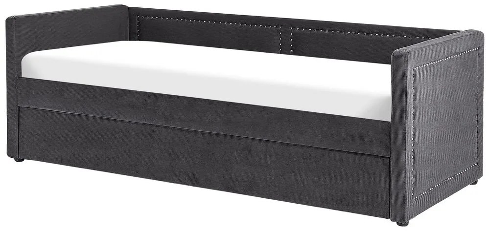 Cama dupla em bombazine cinzento escuro 90 x 200 cm MIMIZAN Beliani