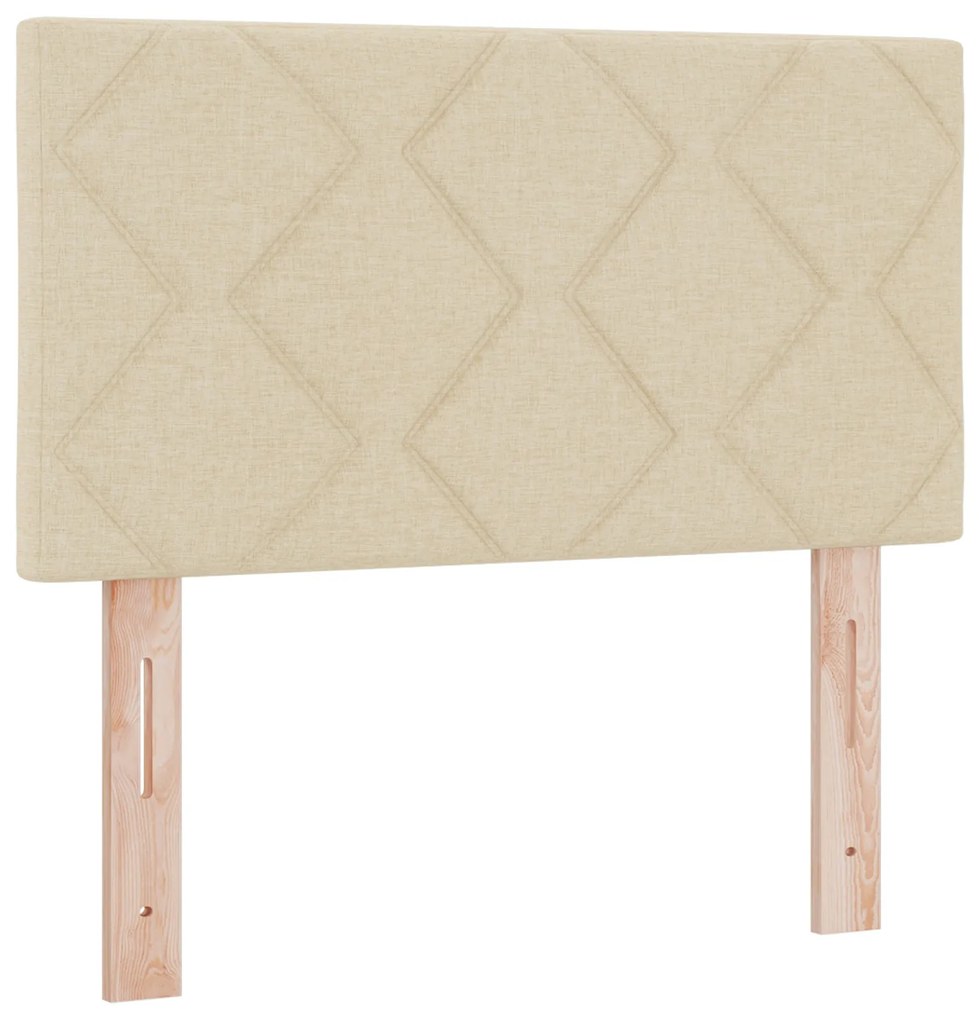 Cama Box Spring com Colchão &amp; LED Creme 80x200 cm Tecido