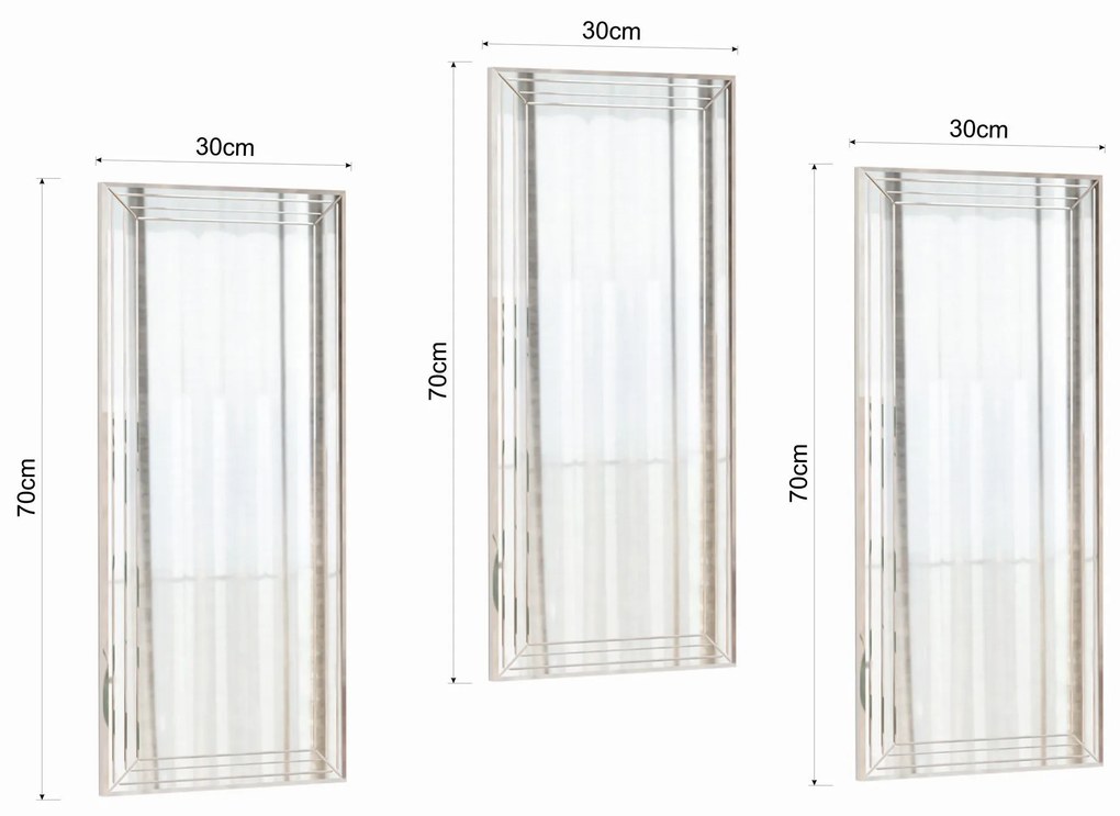 Conjunto de Espelhos Decorativos Mini Neom – Transparente – 30 cm x 70
