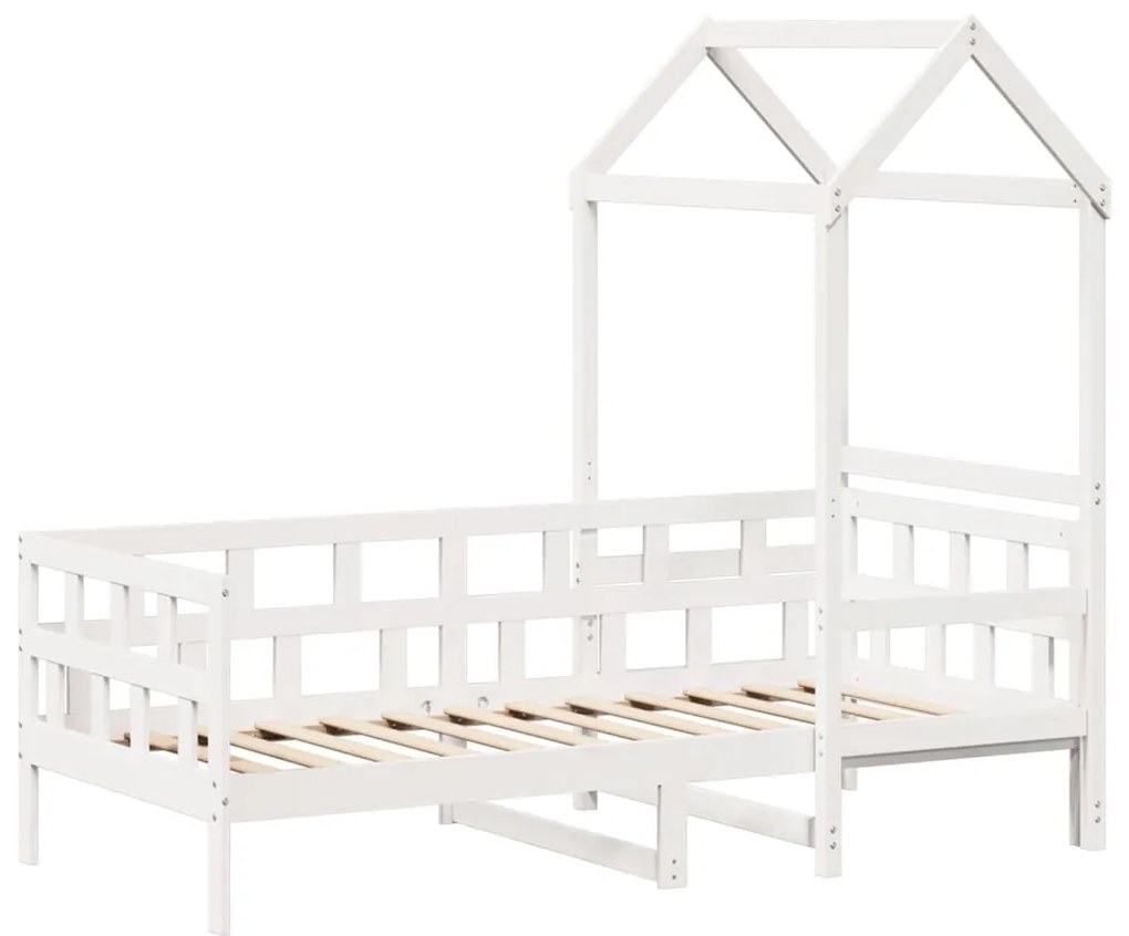 Sofá-cama com telhado 80x200 cm madeira de pinho maciça branco