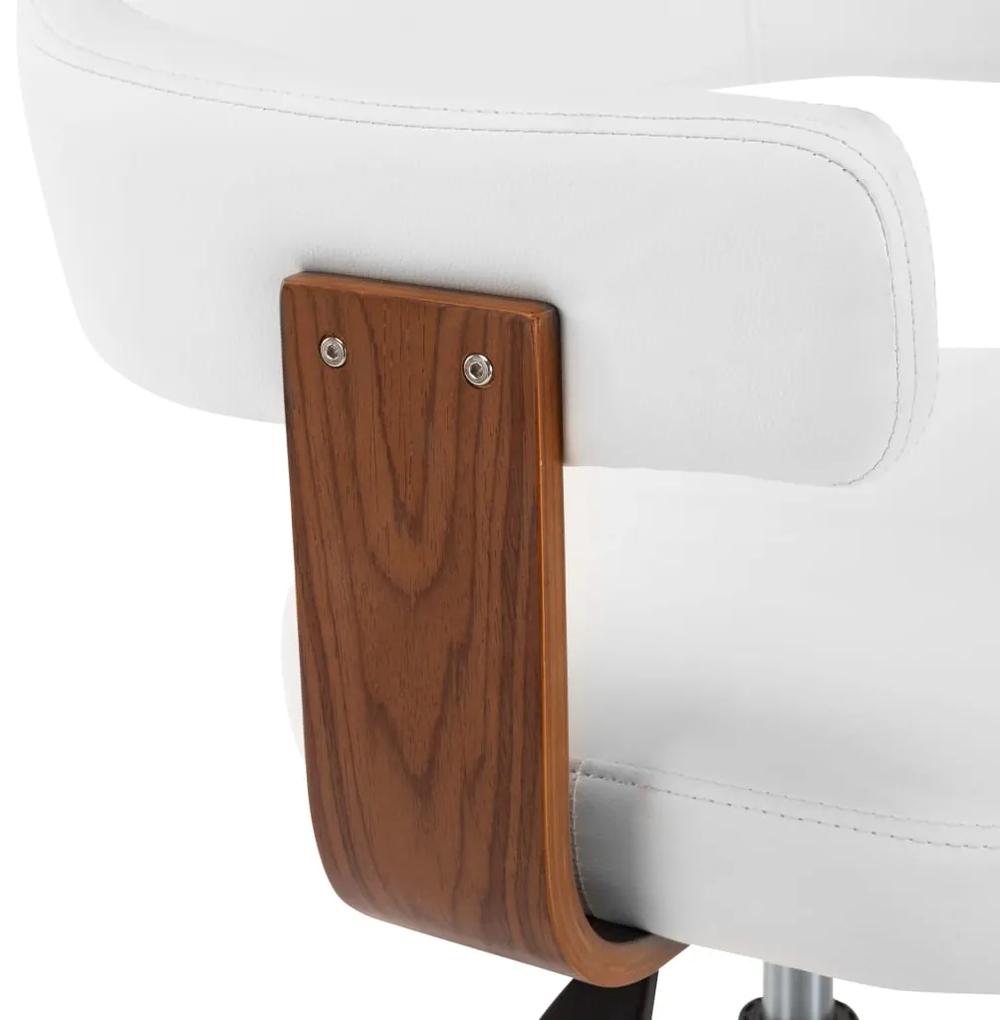 Cadeiras jantar 4 pcs madeira curvada e couro artificial branco