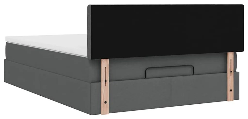 Cama otomana com colchão 140x200 cm tecido cinzento escuro
