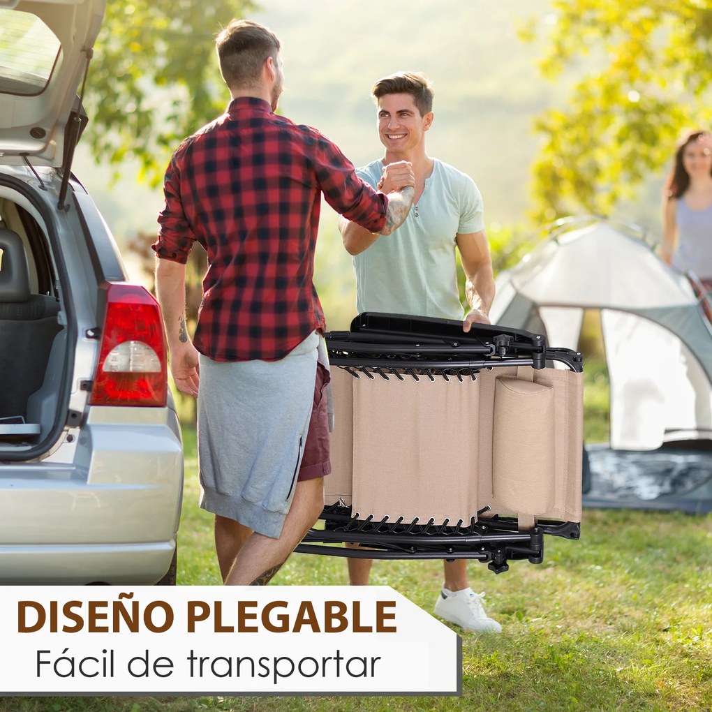 Outsunny Espreguiçadeira Dobrável Gravidade Zero com Toldo Apoio para os Braços Espreguiçadeira Reclinável com Bandeja Removível 90x67x110cm Bege