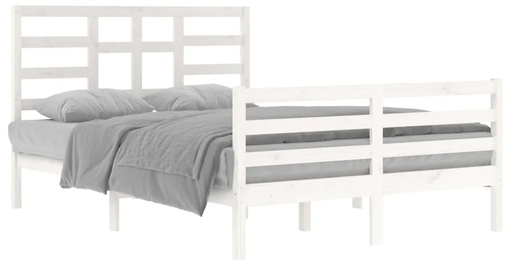 Estrutura de cama 140x200 cm madeira maciça branco