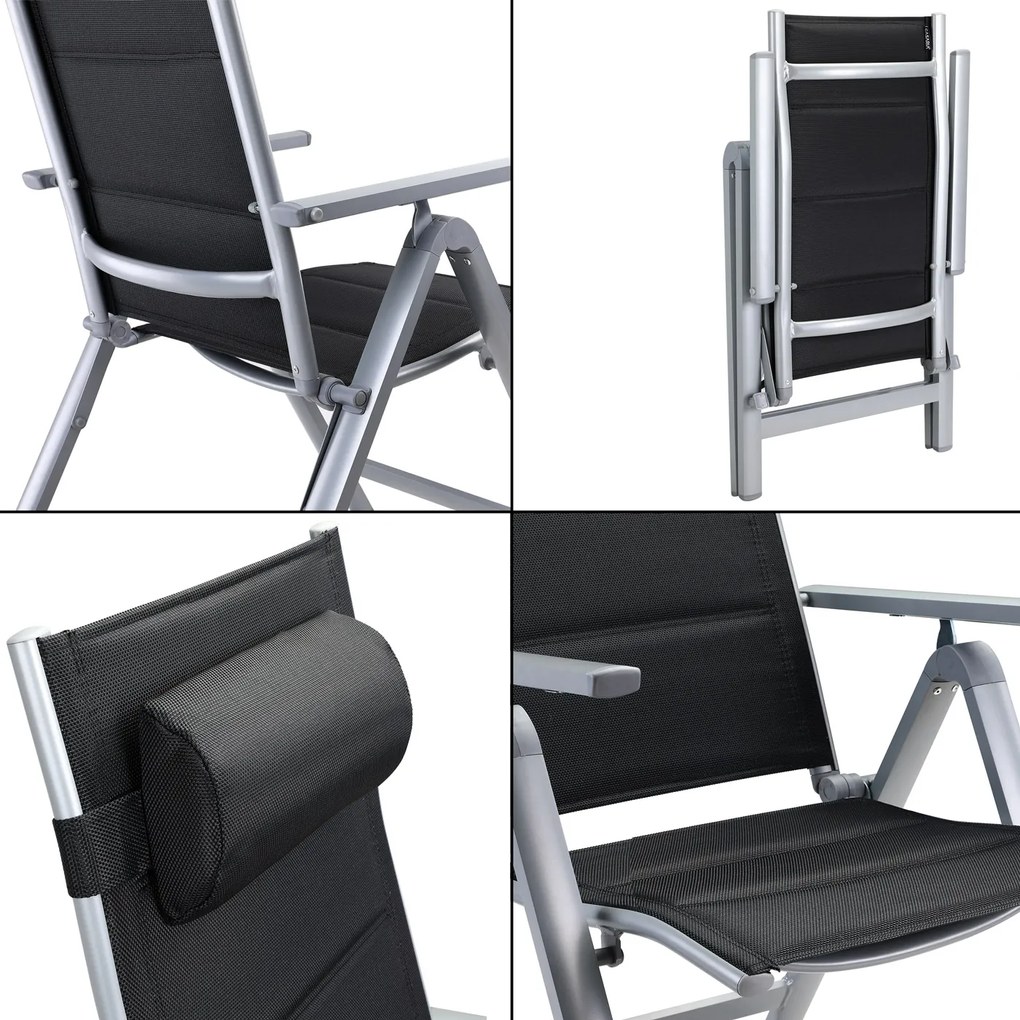 Conjunto de 2 Cadeiras de jardim Bern Premium encosto ajustável e estrutura prateada