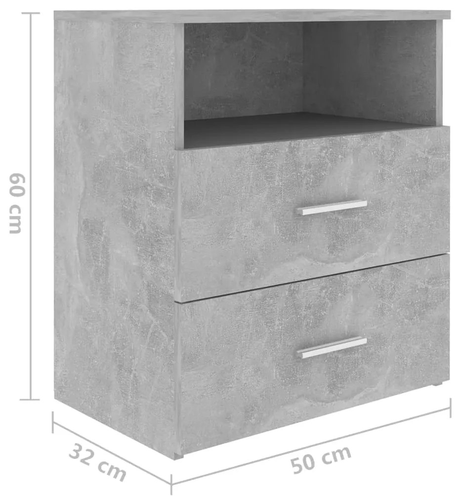 Mesa de Cabeceira Kafu com 2 Gavetas e Prateleira Aberta - Cinzento Ci