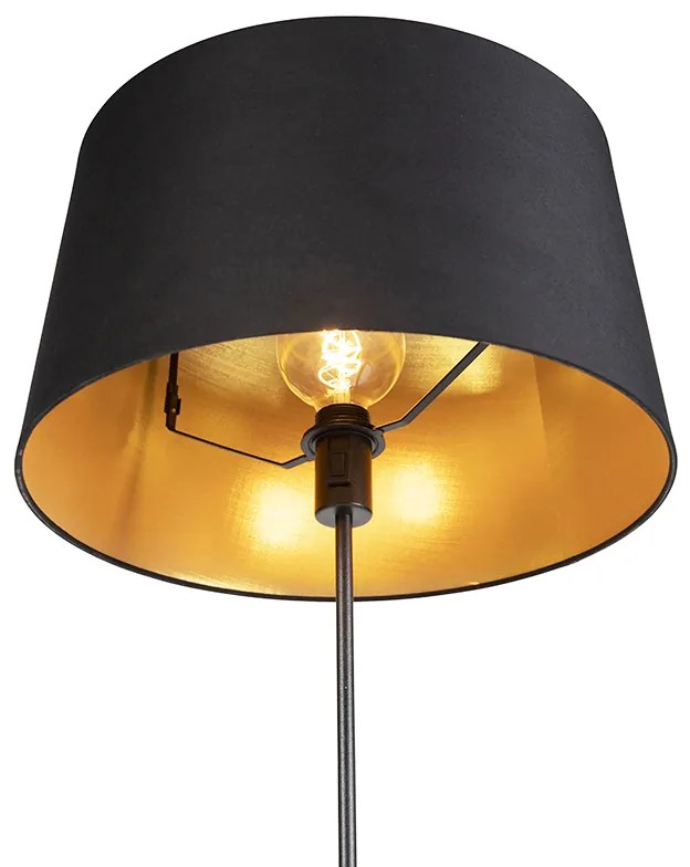 Candeeiro de pé preto com abajur preto 45 cm ajustável - Parte Clássico / Antigo