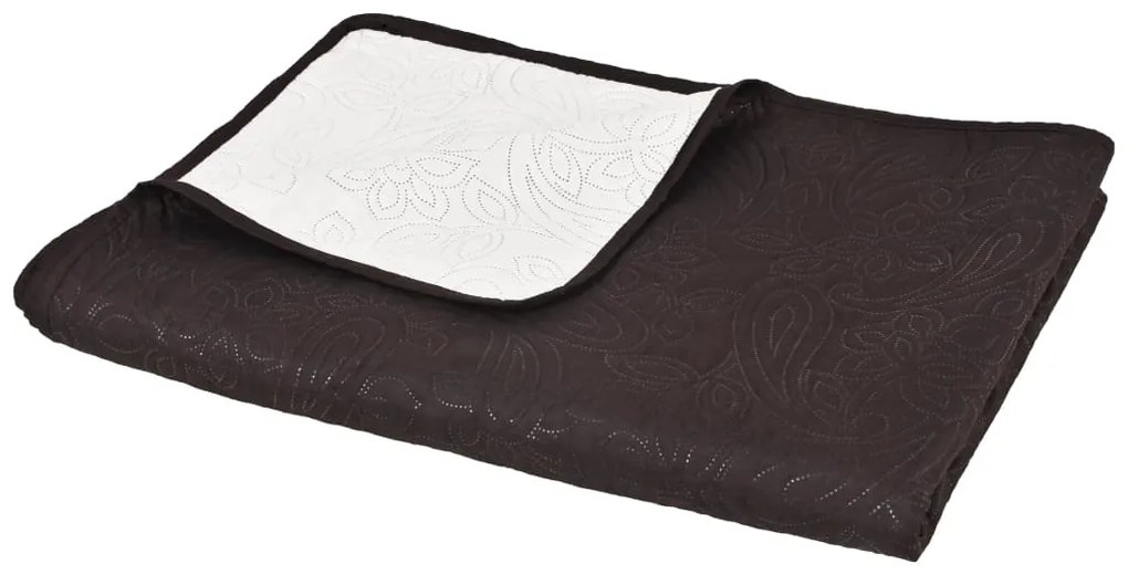 Colcha de dupla face acolchoada 220x240 cm creme e castanho