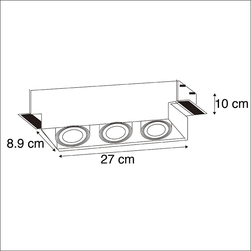 LED Foco de encastrar preto moderno sem corte 3 GU10 Wifi - ONEON 3 Design,Industrial,Moderno