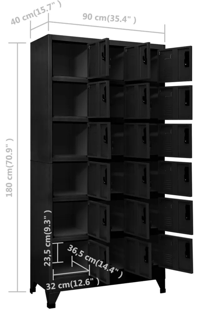 Cacifo 90x40x180 cm aço preto