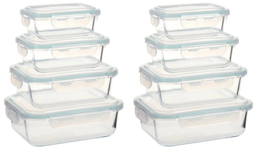 vidaXL Recipientes para alimentos 8 pcs vidro