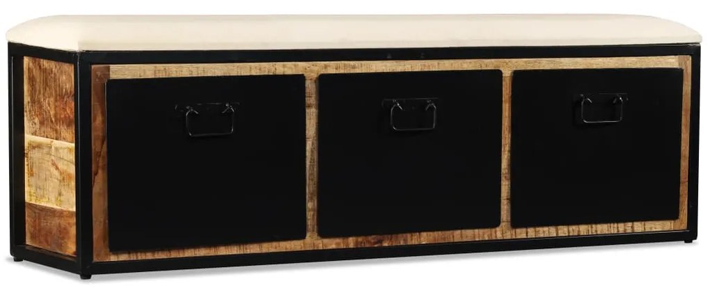 Banco armazenamento com 3 gavetas mangueira maciça 120x30x40cm