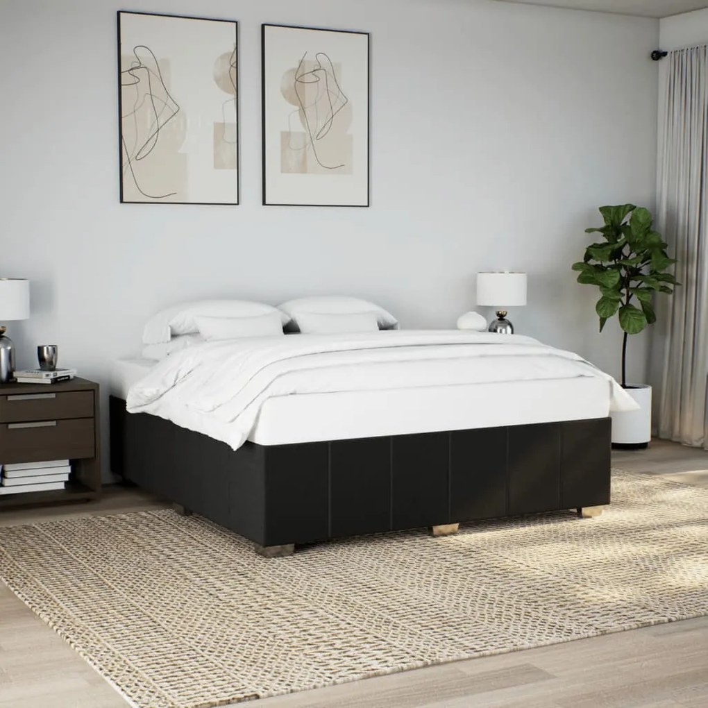 Estrutura de cama sem colchão 200x200 cm tecido preto