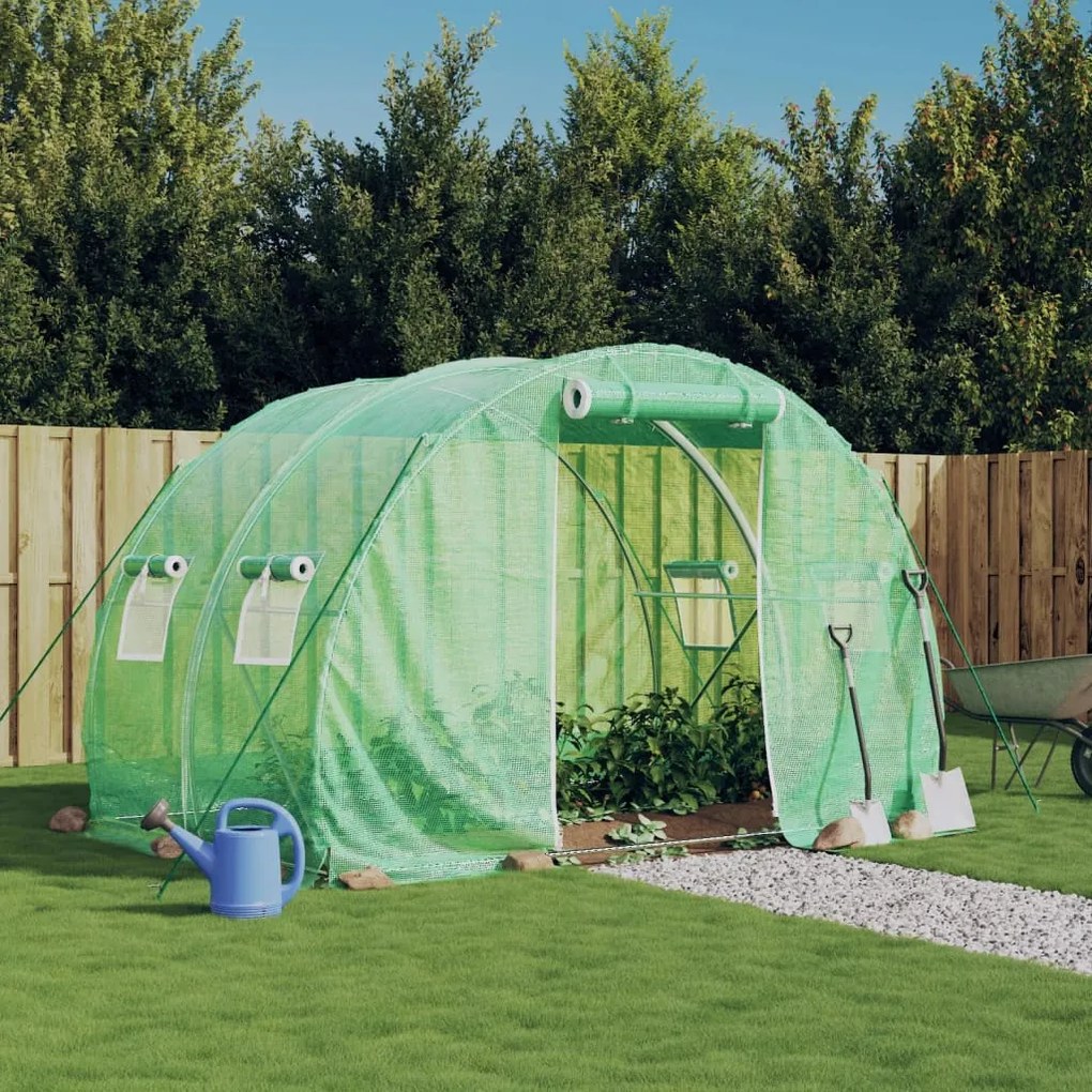 364077 vidaXL Estufa com estrutura de aço 6 m² 3x2x2 m verde