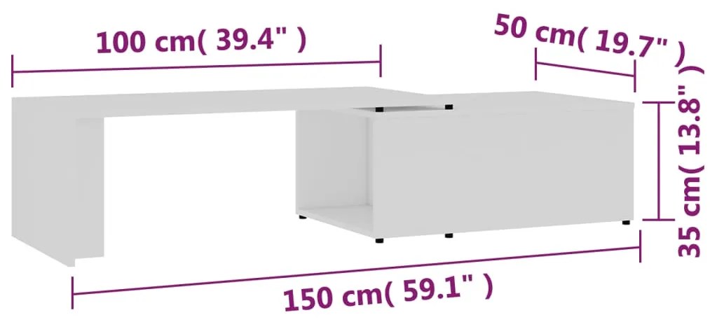 Mesa de centro 150x50x35 cm contraplacado branco