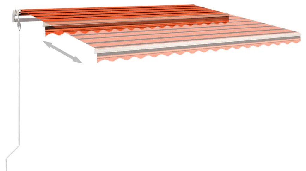 Toldo retrátil automático com postes 4,5x3,5 m laranja/castanho