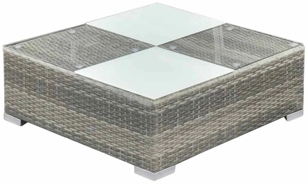 8 pcs conjunto lounge de jardim c/ almofadões vime PE cinzento