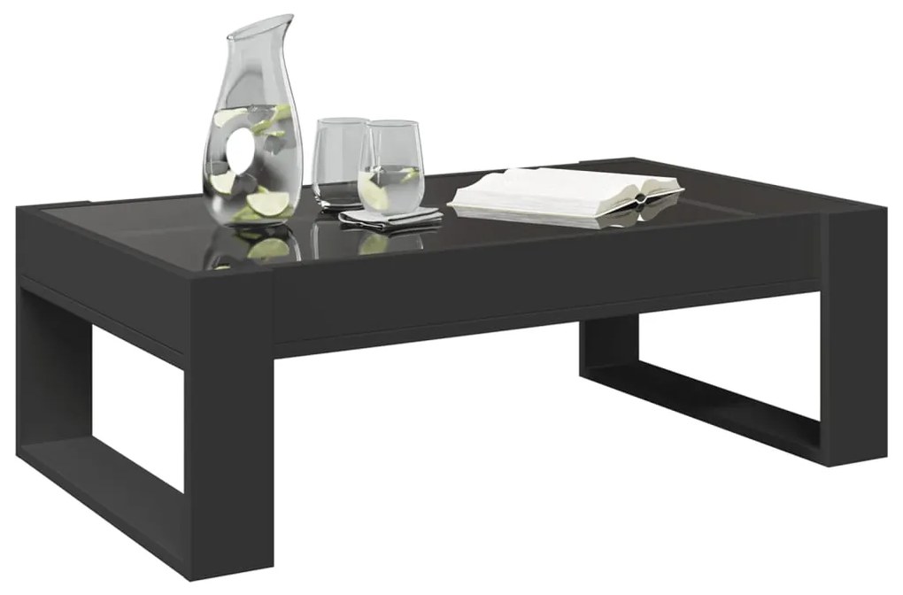 Mesa de centro luzes LED Infinity 90x53x30 cm preto