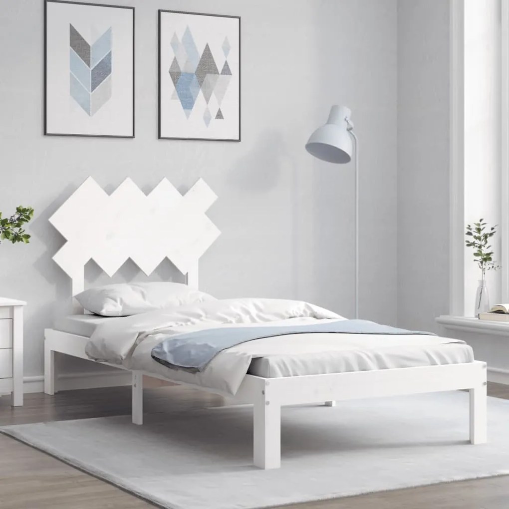 Cama sem colchão 90x200 cm madeira de pinho maciça branco