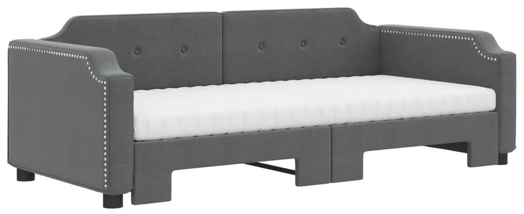 Sofá-cama c/ gavetão e colchões 90x190cm tecido cinzento-escuro