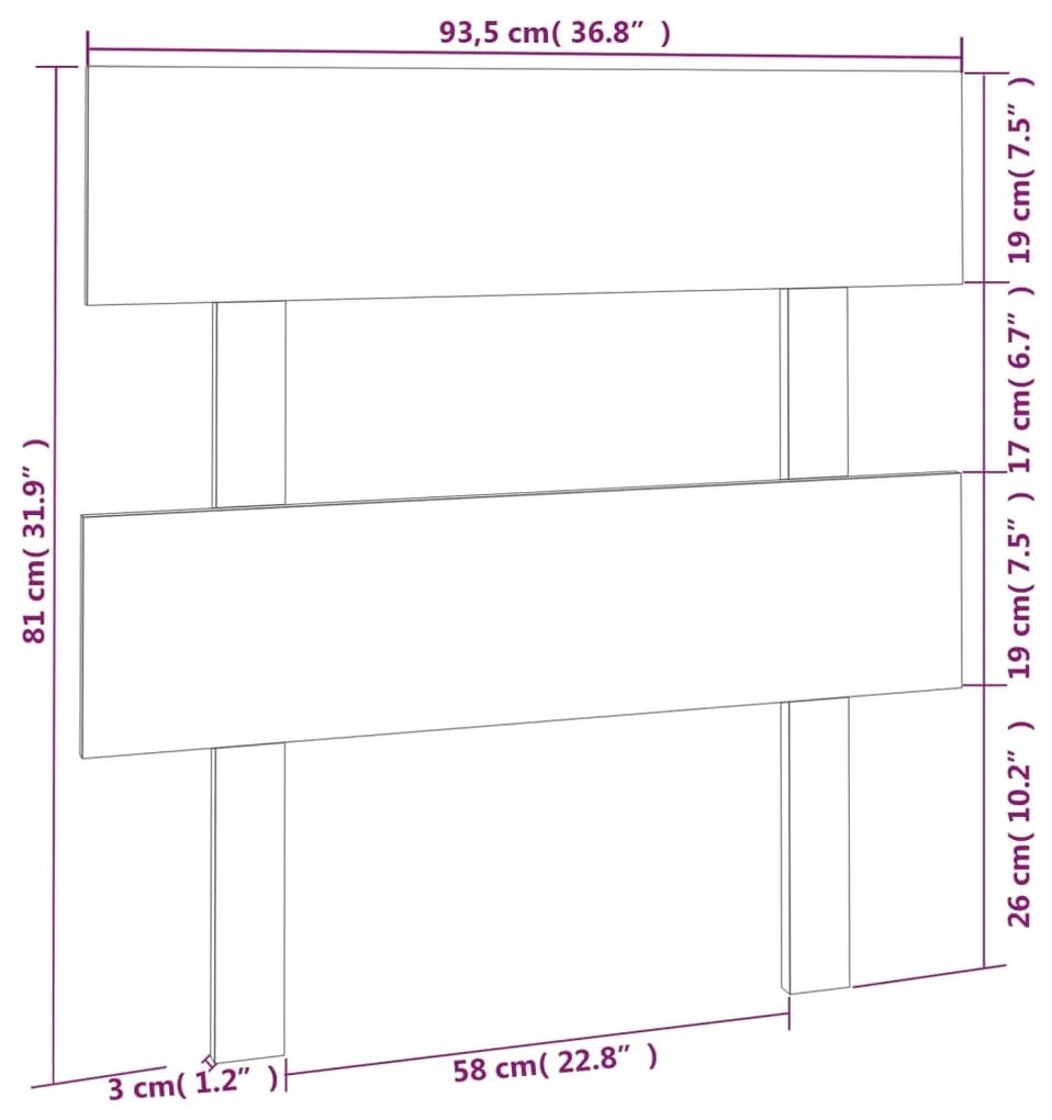 Cabeceira de cama 93,5x3x81 cm pinho maciço cinzento