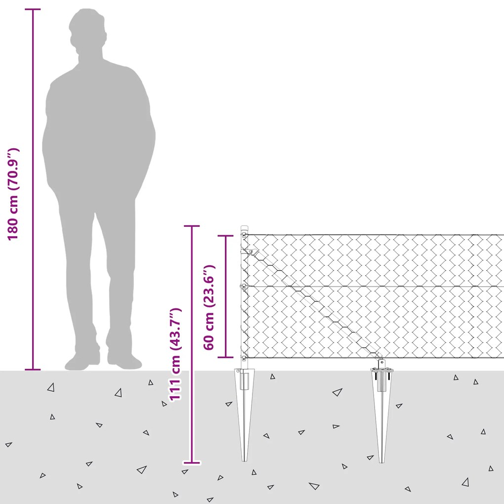 Cerca Hexagonal vidaXL Cinza 0,6x50 m Aço