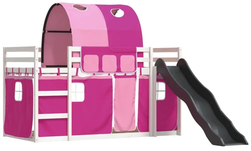Beliche com escorrega e cortinas 90x200 cm rosa