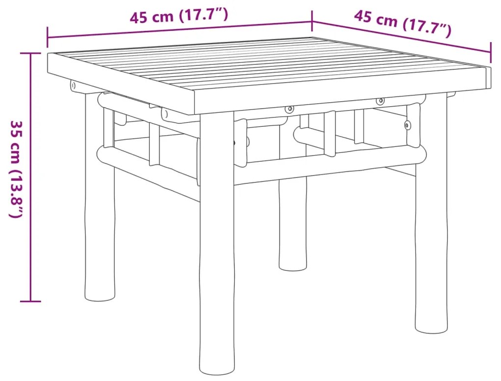 Mesa de centro 45x45x35 cm bambu