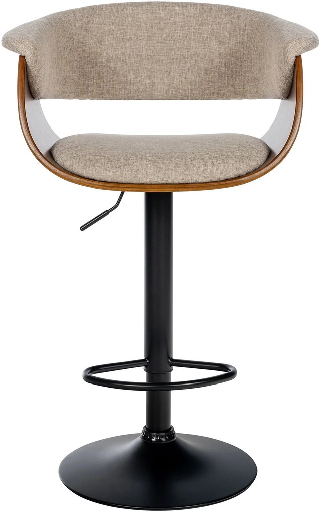 Banco alto em tecido 90-111 x 60 x 51 cm nogueira/creme
