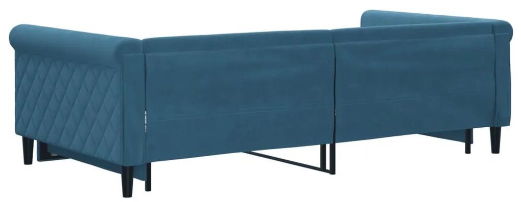 Sofá-cama com gavetão 100x200 cm veludo azul