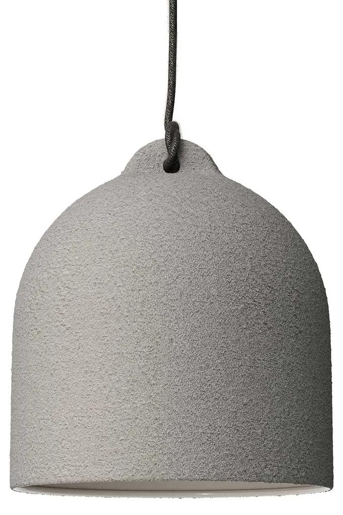 Abajur de cerâmica Bell M para suspensão - Fabricado na Itália - Efeito cimento - Branco