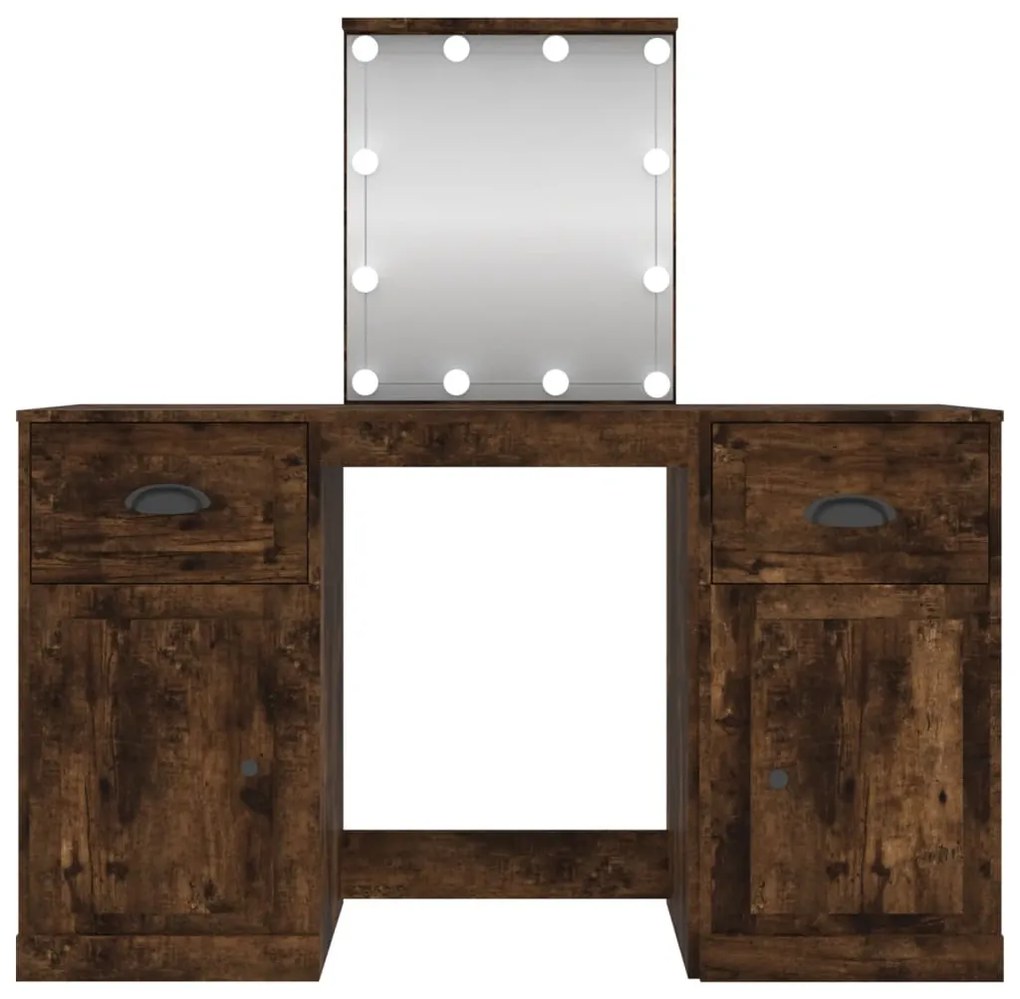 Toucador com luzes LED 130x50x132,5 cm carvalho fumado