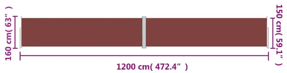 Toldo lateral retrátil 160x1200 cm castanho