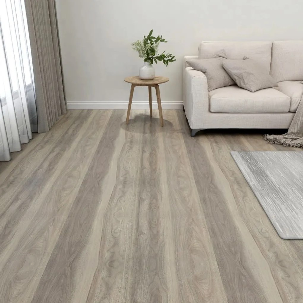 324649 vidaXL Tábuas soalho autoadesivas 55 pcs 5,11 m² PVC cinza-acastanhado