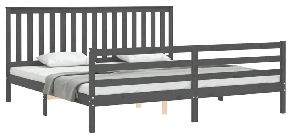 Estrutura de cama com cabeceira 200x200 cm madeira maciça cinza