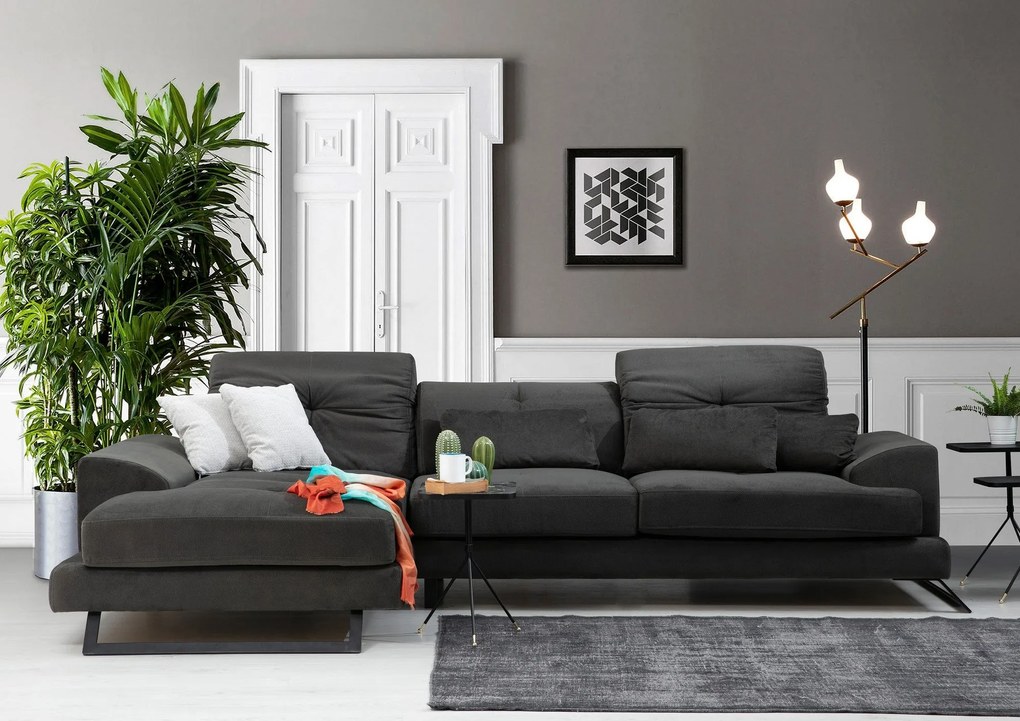 Sofá de Canto Frido – Antracite – 304 cm x 190 cm