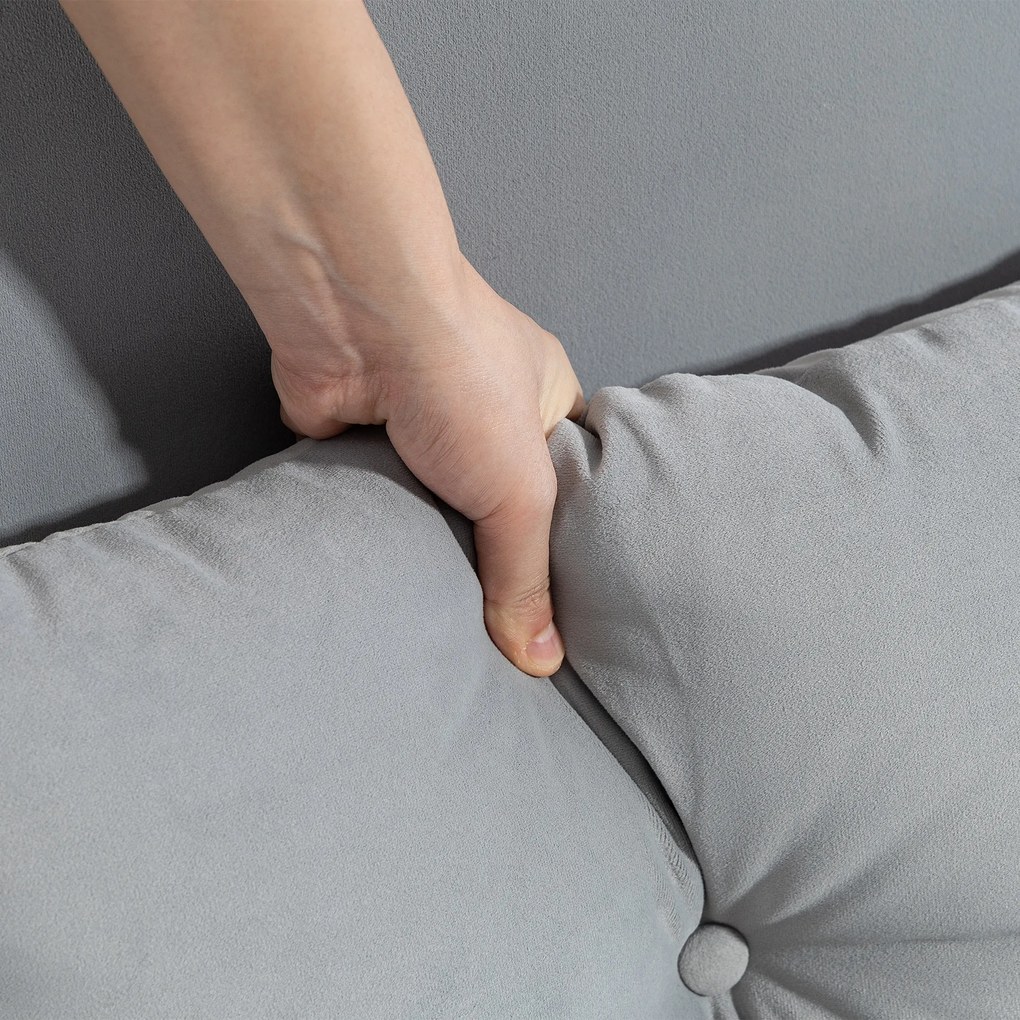 Sofá Cama Sofá Convertível em Cama de 2 Lugares Dobrável com Encosto Ajustável em 5 Níveis e 2 Almofadas 102x73x81 cm Cinza