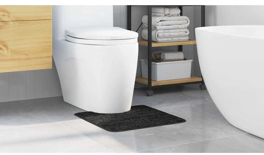Tapete de Banho U-Shaped Cinza Escuro 50x50 cm Polipropileno Antiderra