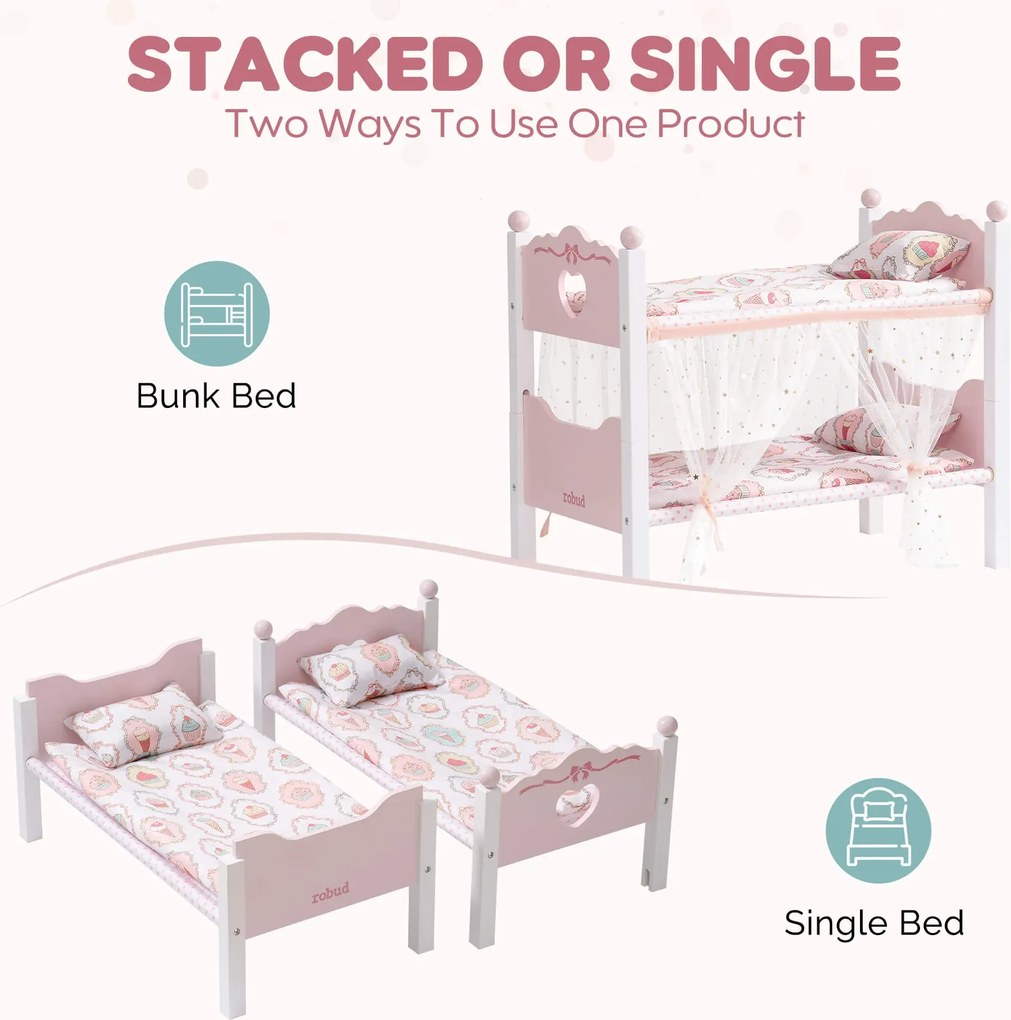 Beliche de Brincar para bonecas (NÃO INCLUIDAS) Princesa 56,4 x 31 x 45,5 cm Rosa