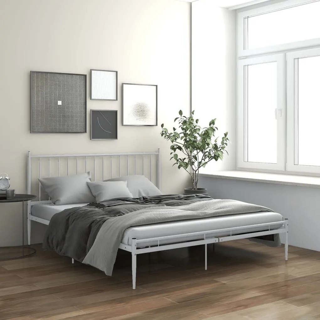 325028 vidaXL Estrutura de cama 200x200 cm metal branco