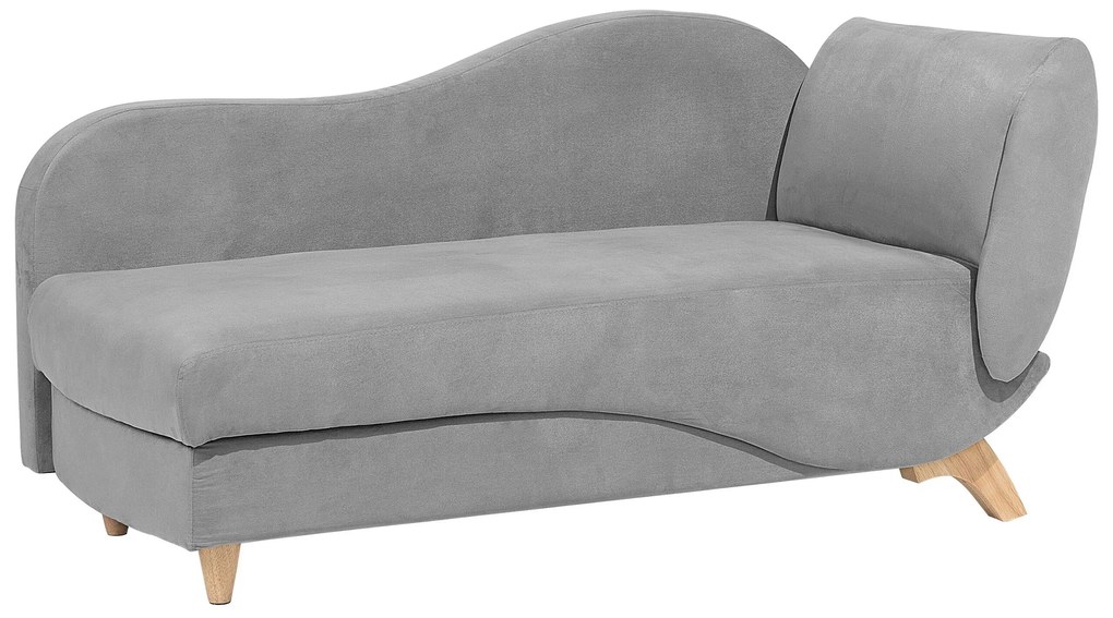 Chaise-longue à direita de 2 lugares com arrumação em veludo cinzento claro MERI Beliani