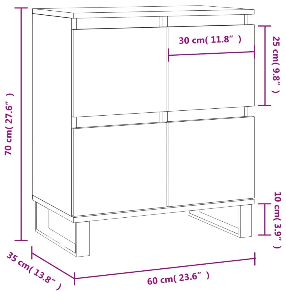 Aparador Portucale de 60cm - Branco Brilhante - Design Moderno