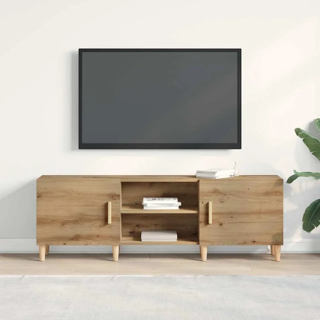 Aparador de TV vidaXL em Carvalho Artisan - 150x30x50 cm - Feito de Ma