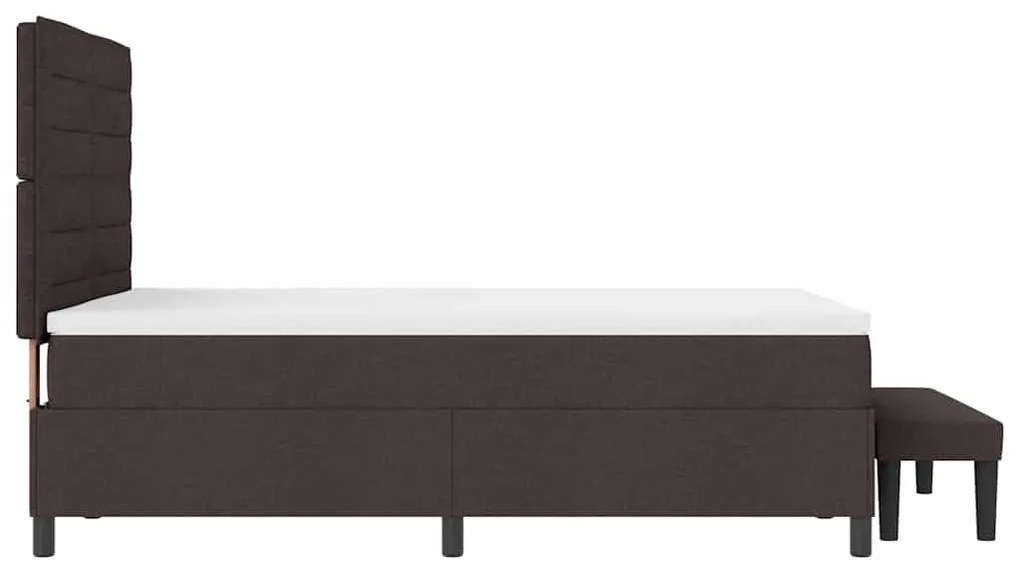 Cama Box Spring com Colchão e Banco Marrom Escuro 160x200 cm Tecido
